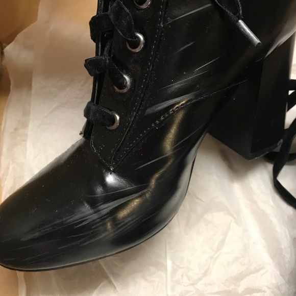 FOREVER 21 Lace Up Ankle Block Heel Booties Women’s Size 7.5 Black - Picture 5 of 10